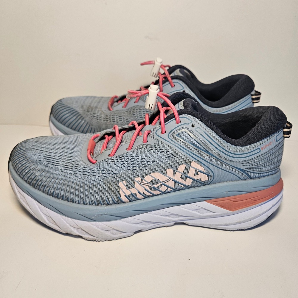 Hoka One One Bondi 7 Womens Running Shoes Blue Fog Ombre Size 7